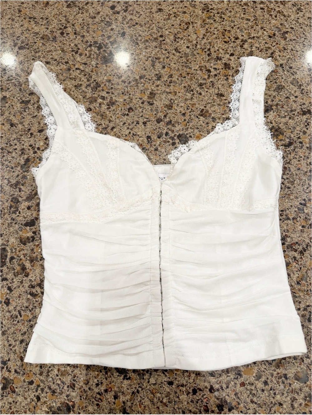 Outcast White Lace Ruched Corset Crop Top Size L